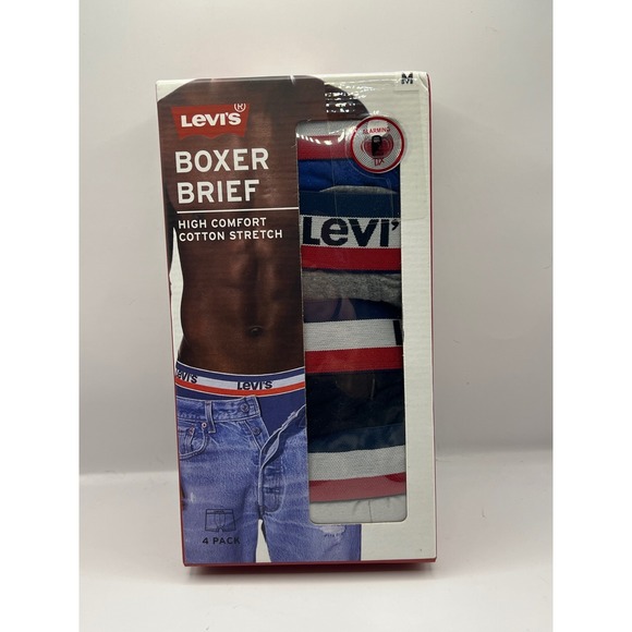 Levis Mens Boxer Briefs 4-Pack Medium Underwear Cotton Stretch Colors Assorted - Picture 1 of 6